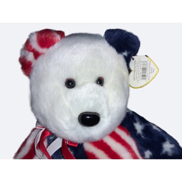 Ty Original 14" Beanie Buddy Baby "Spangle" Red White Blue Stars Retired - Picture 9 of 9